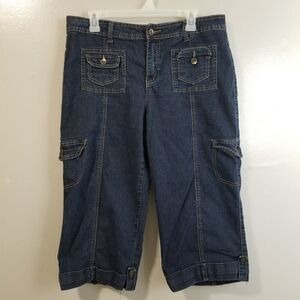 Cato Women's Denim Bermuda Shorts Jeans Pockets 14 Capris Blue Pants